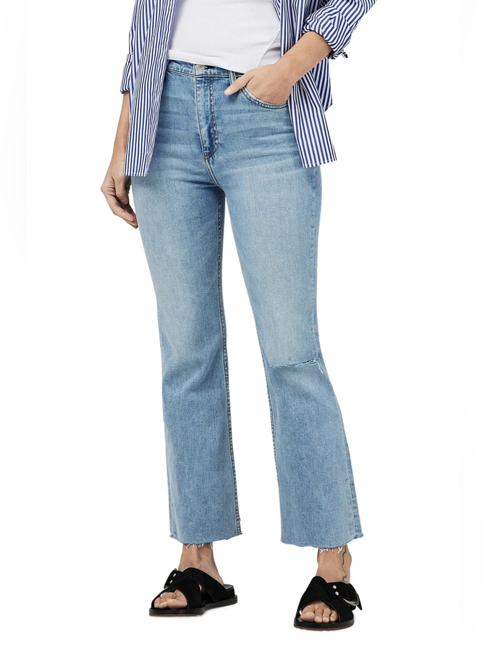 Rag & Bone Casey Raw Hem High Waist Ankle Flare Jeans Lucy 26